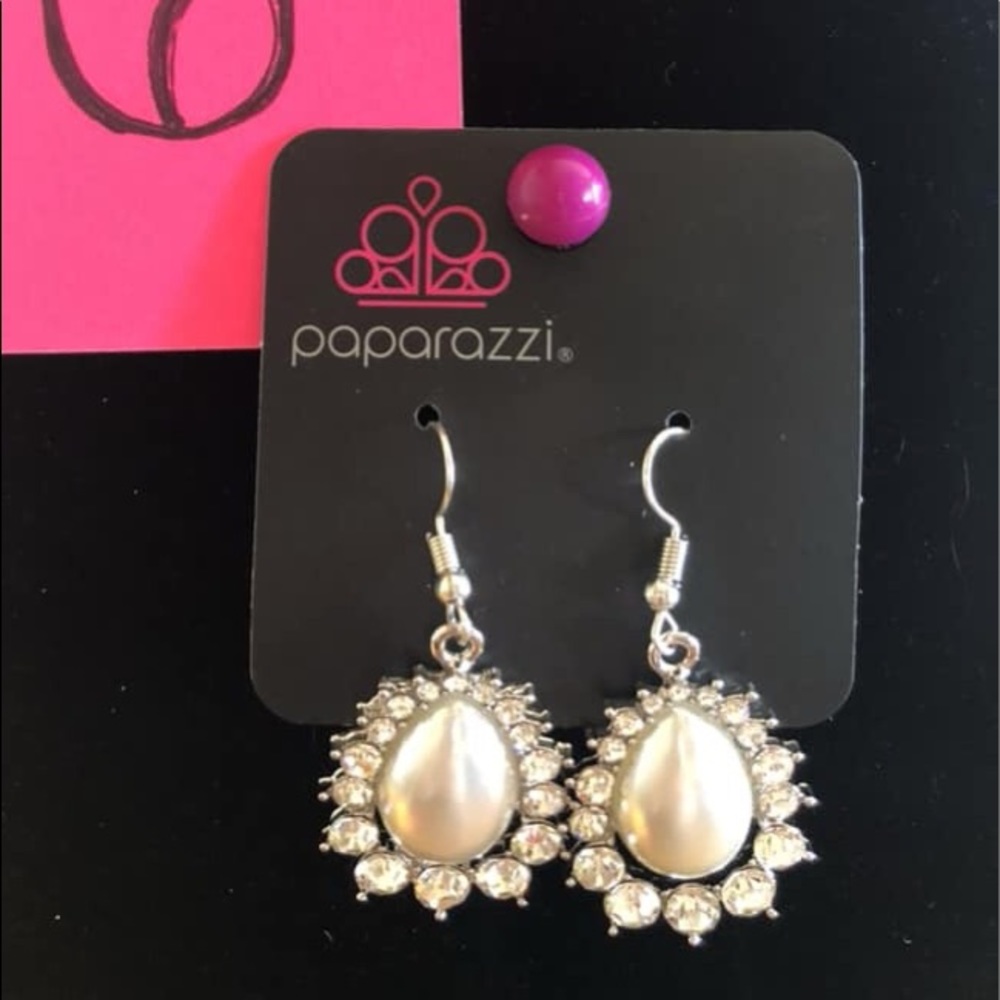 Paparazzi Pearl and Rhinestone Drop Earrings